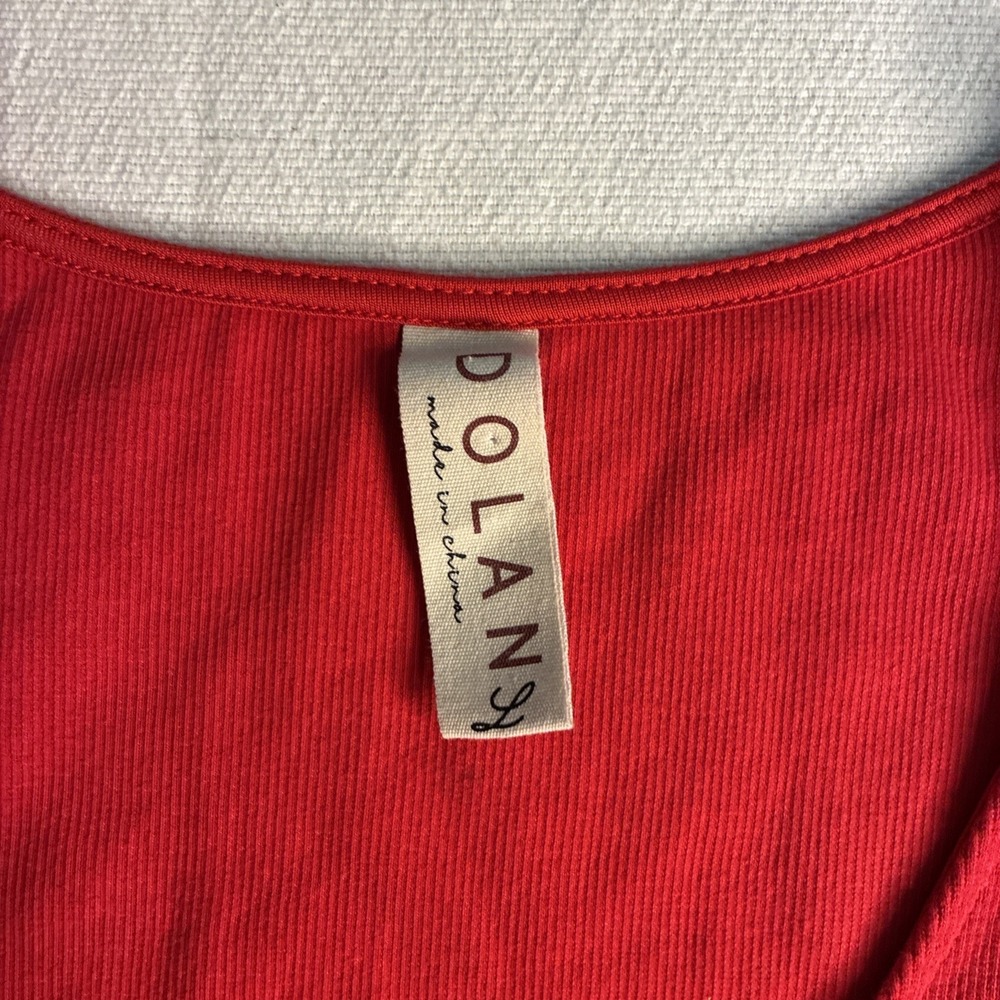 Dolan Women's Top Large Red Lace Puffy Sleeve Blouse Whimsical Romantic Feminine - Picture 5 of 9